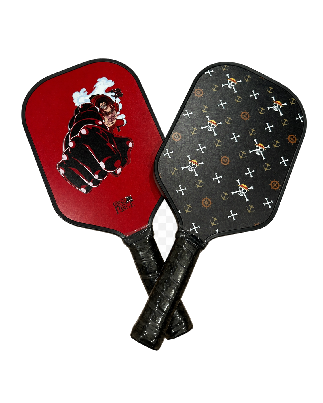 Two customized One Piece pickleball paddles